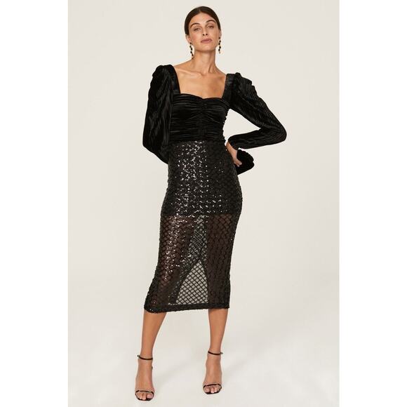 Jonathan Simkhai STANDARD Womens Valerie Velvet Jersey Ruched Top Black Size M - Picture 1 of 10